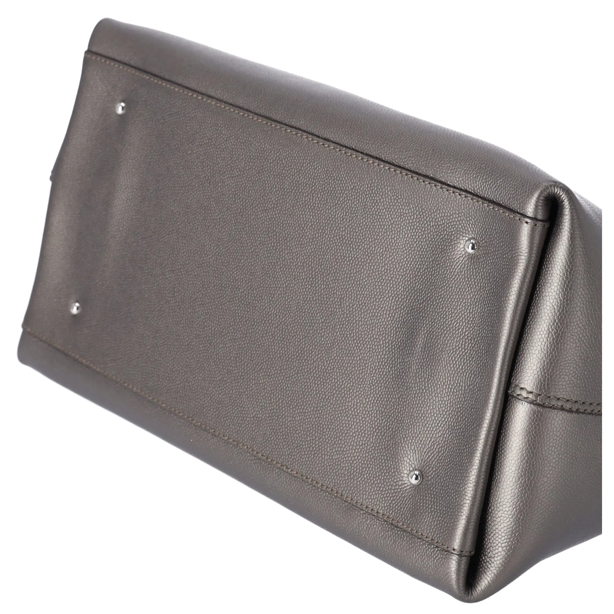 Salvatore Ferragamo Gancini Shoulder Bag Silver Leather