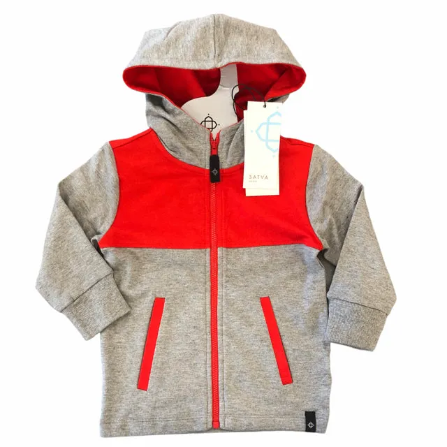 Satva Organic Cotton Boy's Colorblock Hoodie infant - Gray (2T)