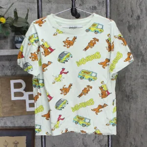 Scooby Doo! Womens All Over Print Pajama Sleep Shirt Short Sleeve Light Green L