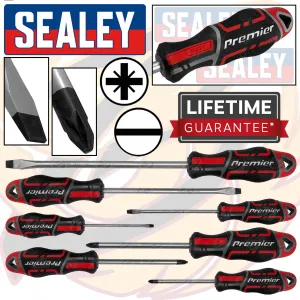 SEALEY 7PCS MAGNETIC SCREWDRIVERS ( SLOTTED - POZIDRIVE ) ( RED )