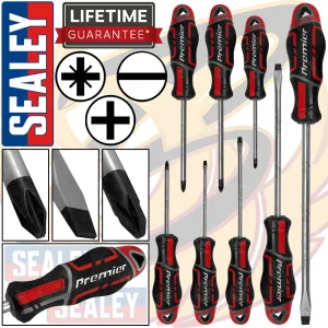 SEALEY 8PCS MAGNETIC SCREWDRIVER SET ( SLOTTED - PHILLIPS - POZIRDRIVE )
