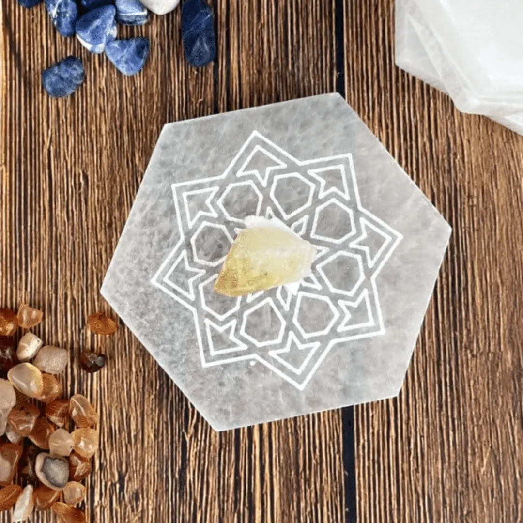 Selenite Mandala Charging Plate