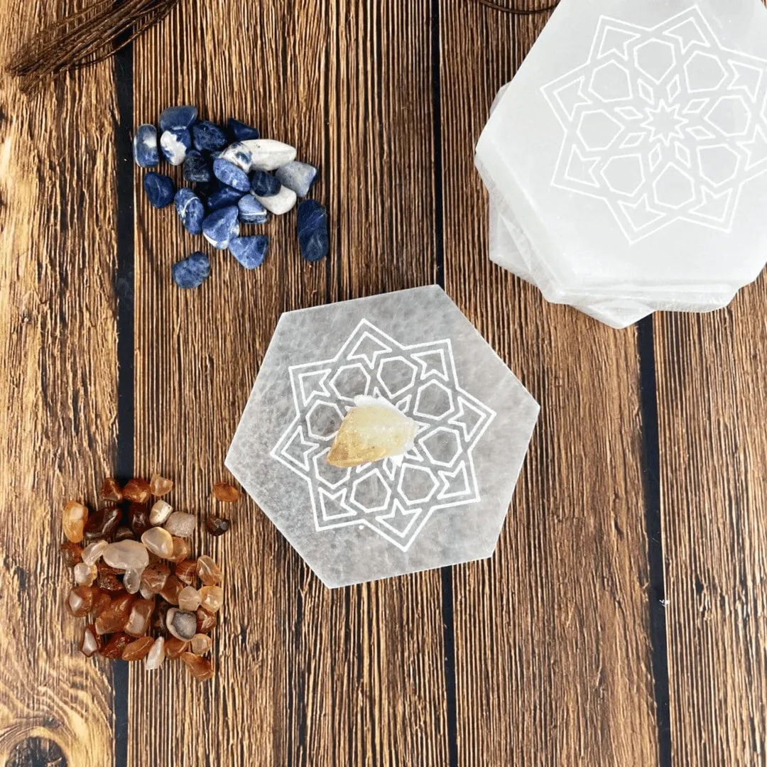 Selenite Mandala Charging Plate