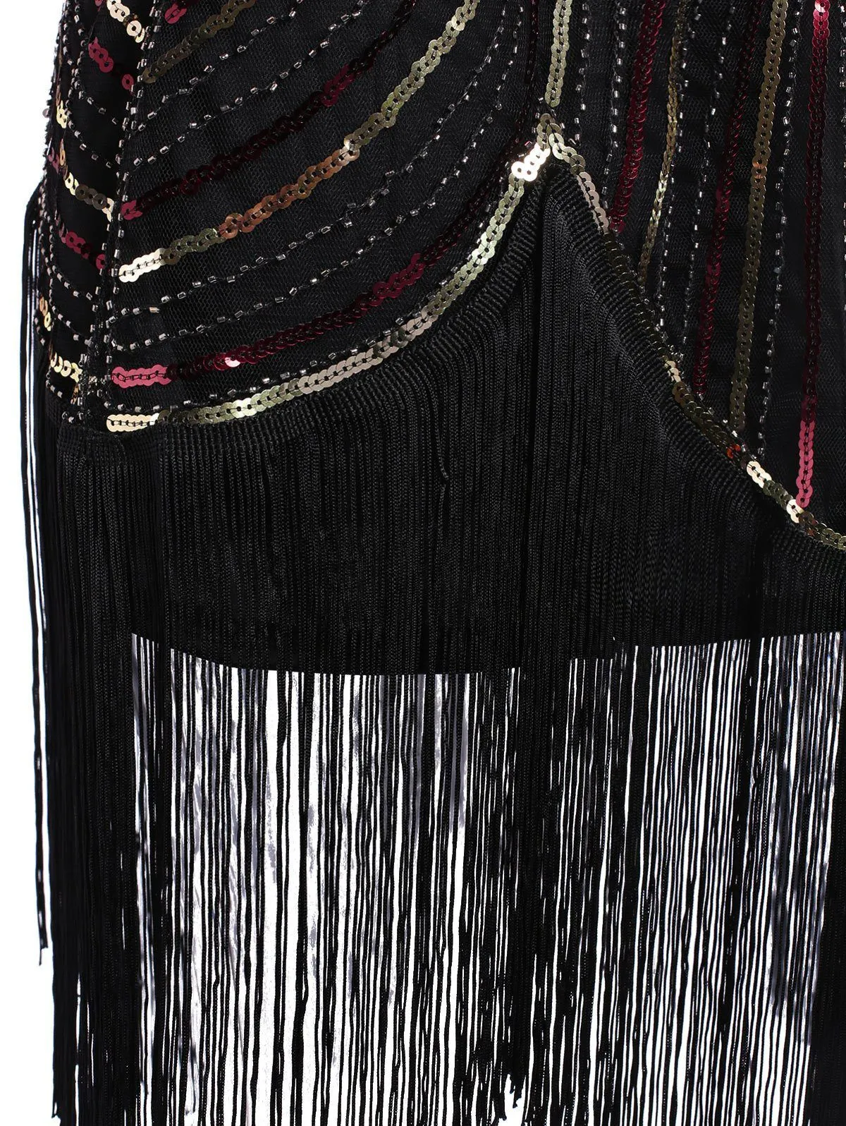 Sequined Beaded Art Deco Fringe Flapper 1920s Dress