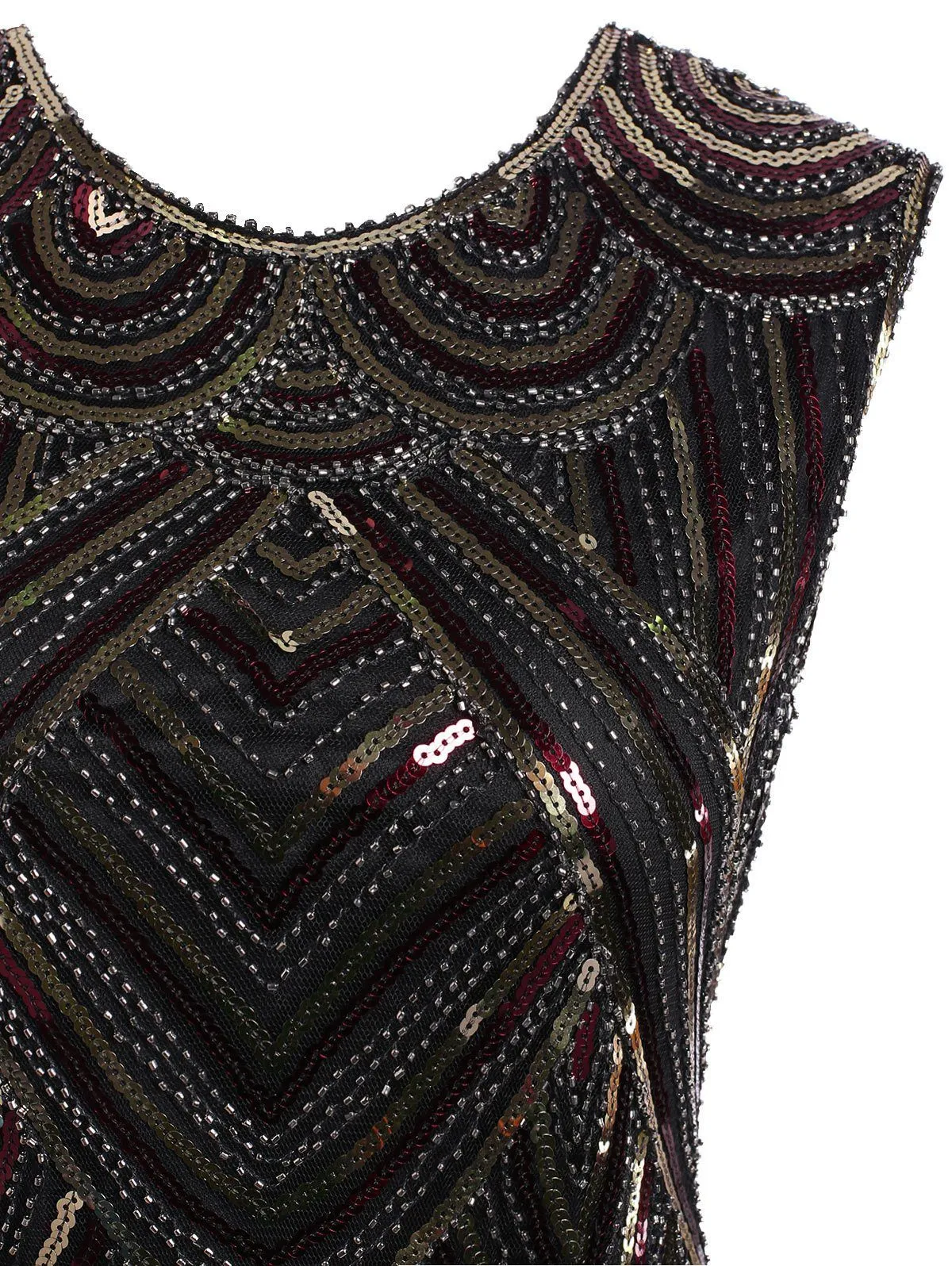 Sequined Beaded Art Deco Fringe Flapper 1920s Dress