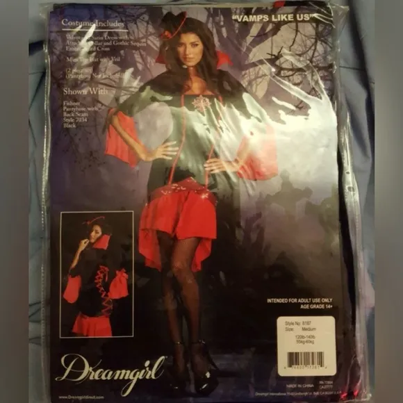 Sexy 2pc Dreamgirl Halloween Vampire Cosplay Adult Fantasy Lingerie Goth Costume