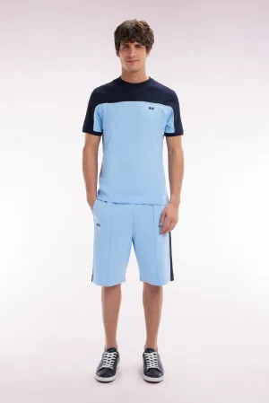 Short de jogging en coton interlock ciel coupe droite
