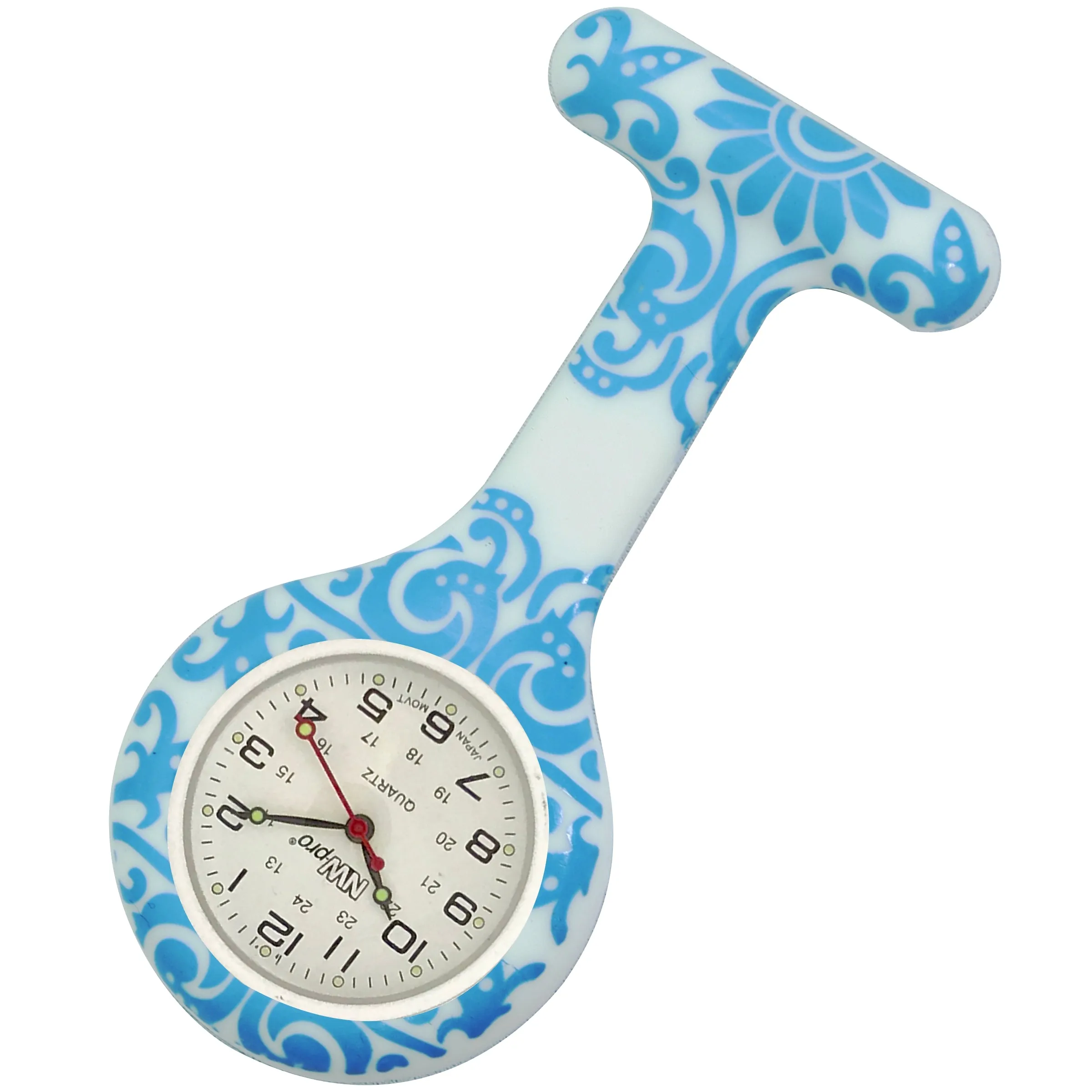Silicone Pin-on Nurse Watch - Brocade - White Dial