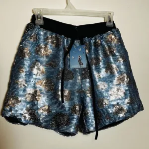 Sister Jane Sequin Storm Cloud Shorts Elastic Waist Pockets Sz Small NEW