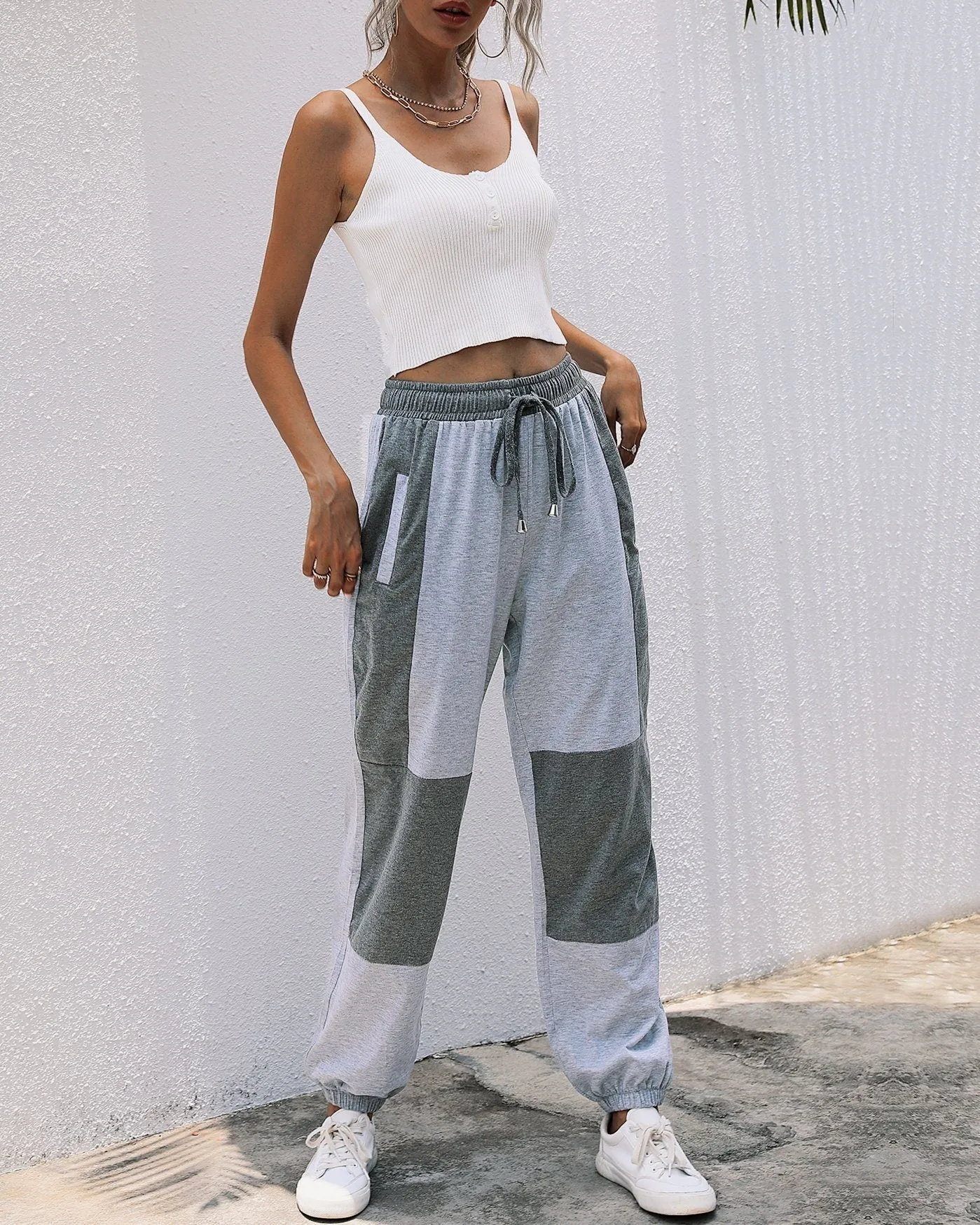 Sky Pocket Colorblock Drawstring Joggers