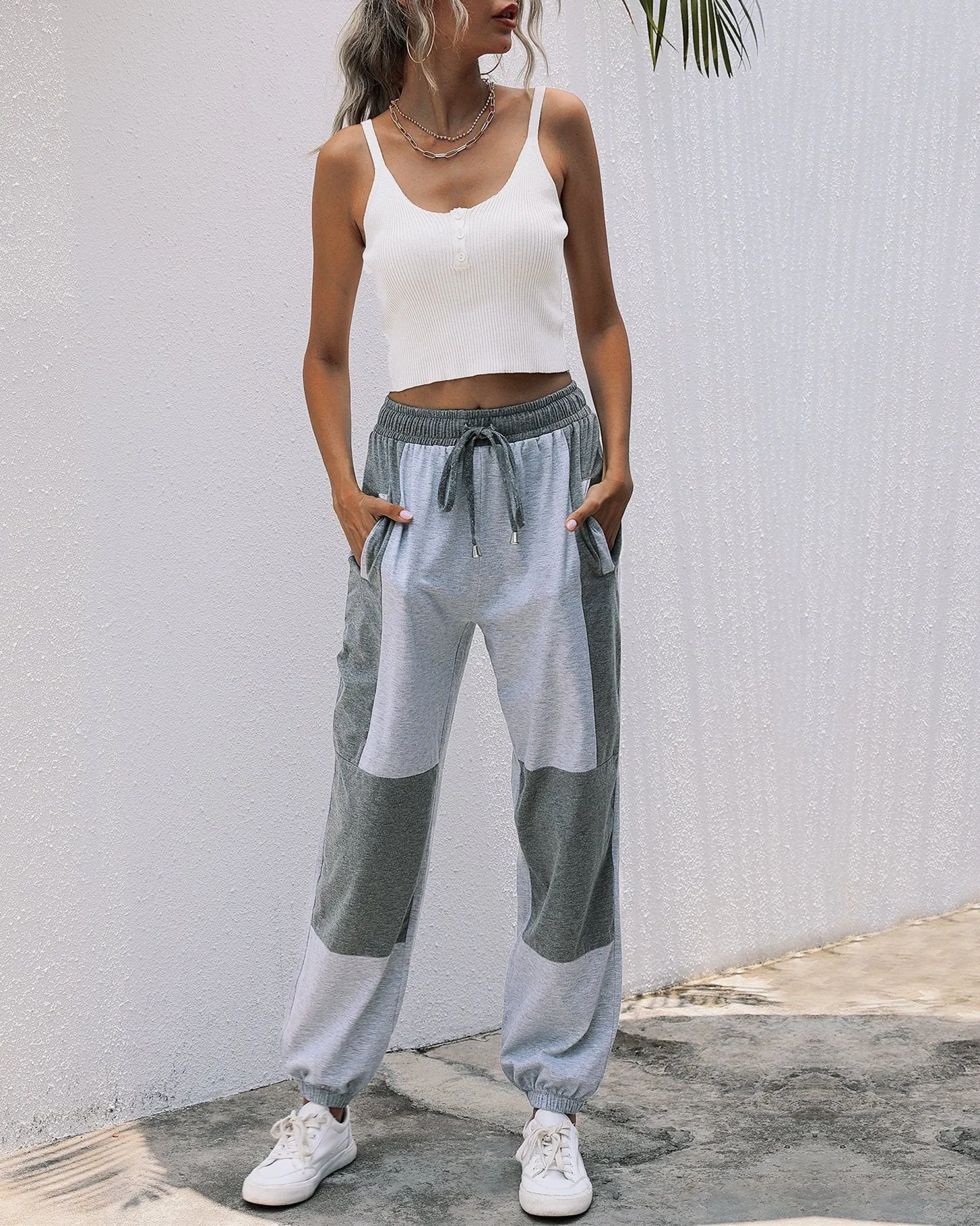 Sky Pocket Colorblock Drawstring Joggers
