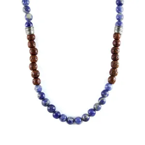 Sodalite and Lava Bead Combination with Leather Tassel