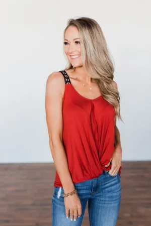 Somewhere Next To You Twist Tank Top- Rust