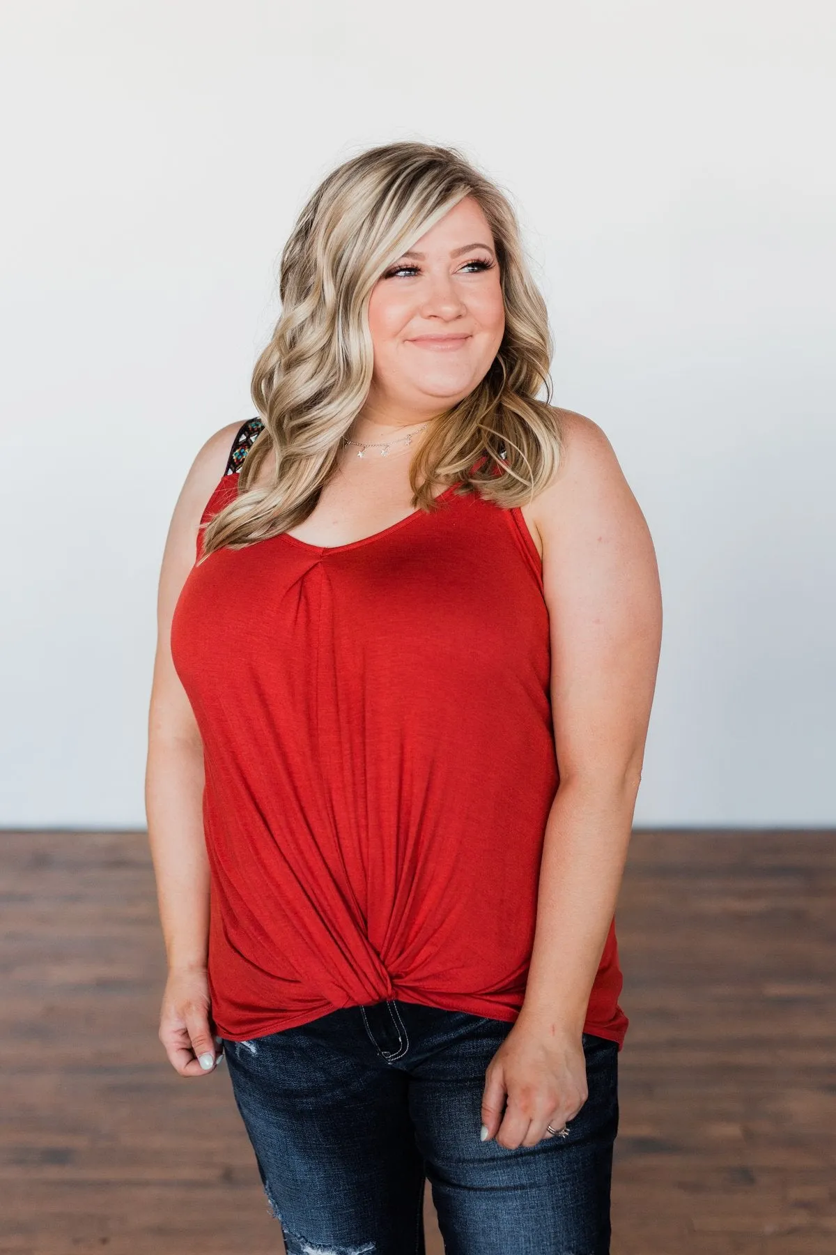 Somewhere Next To You Twist Tank Top- Rust