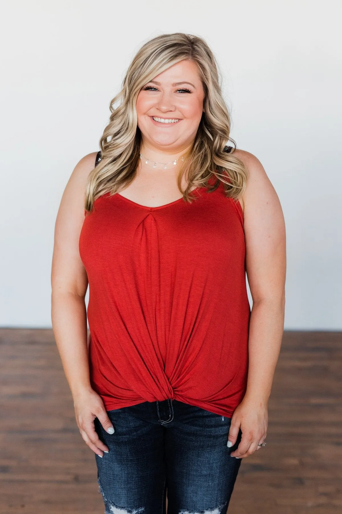 Somewhere Next To You Twist Tank Top- Rust