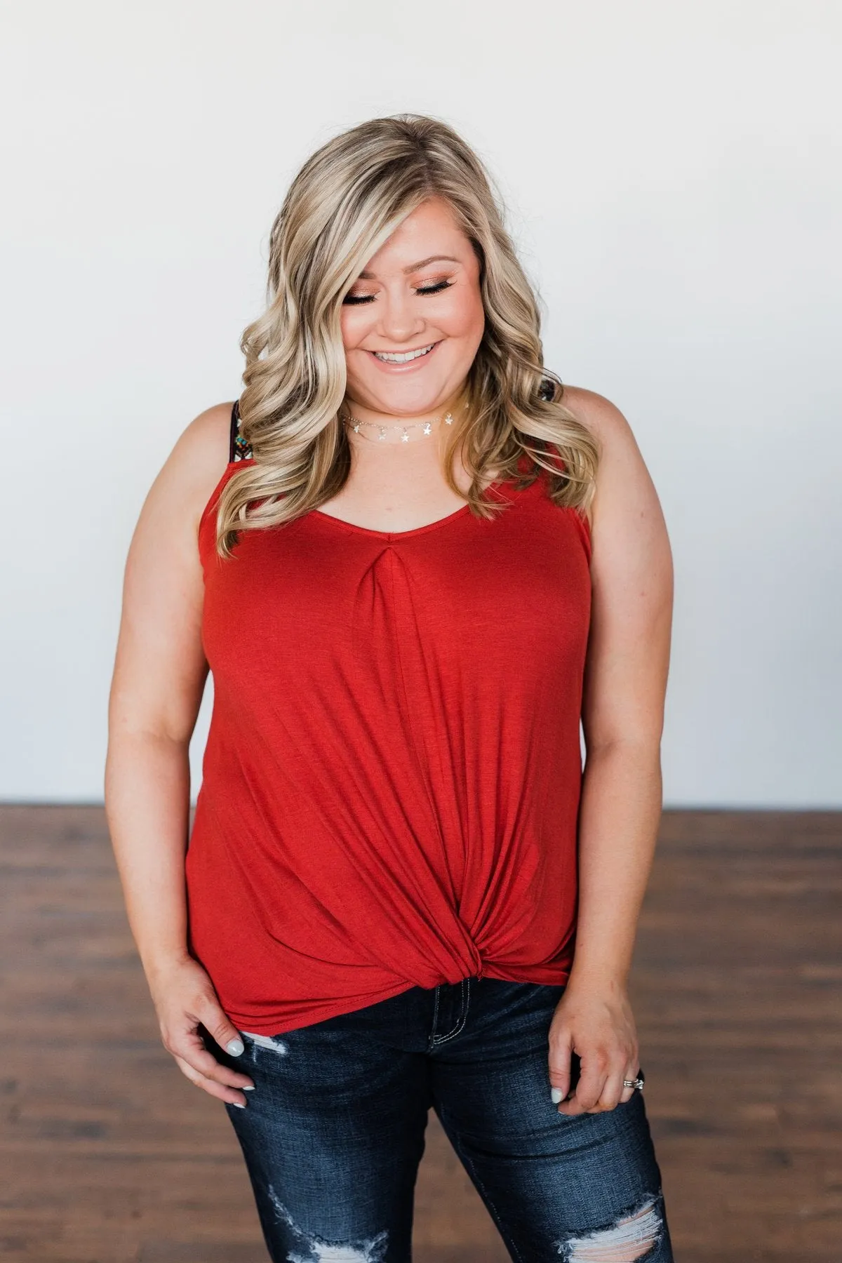 Somewhere Next To You Twist Tank Top- Rust