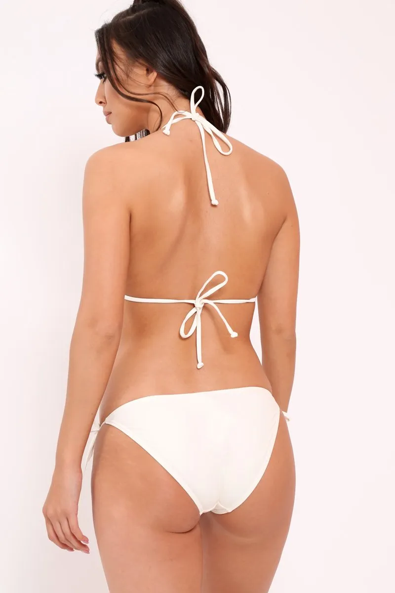 South Beach Cream Embroidered Triangle Tassel Bikini
