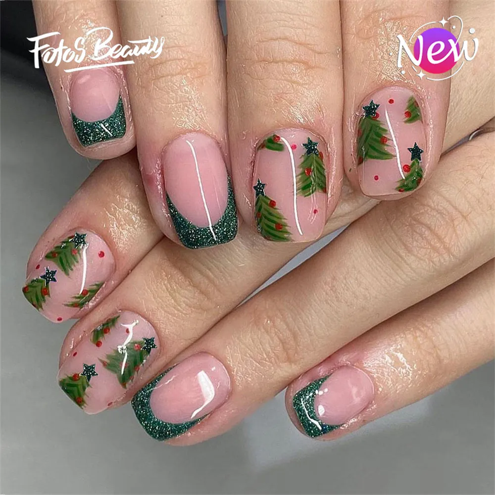 Square Christmas Glitter  Green
