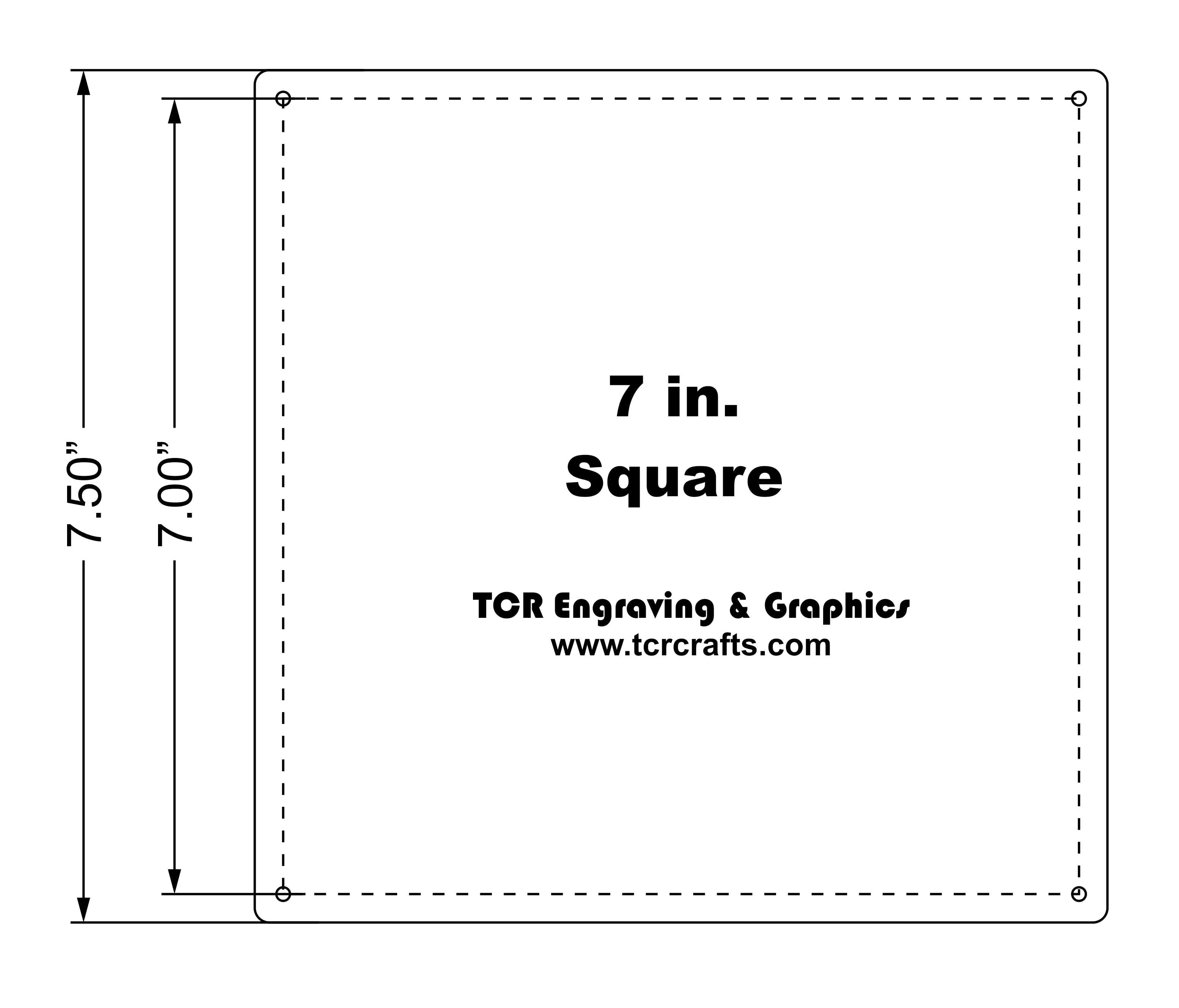 Square Template 7 Inch - Clear 1/8 Inch Thick with Seam Allowance