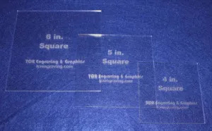 Square Templates. 4", 5", 6". - Clear 1/8" No Seam - Actual Size
