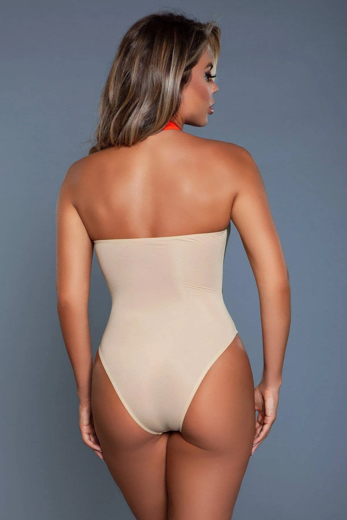 SS-Colorblock One Piece Halter Swimsuit