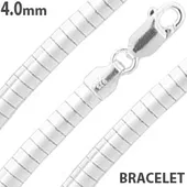 Sterling Silver 7" Dome Omega Chain Bracelet 4.0mm