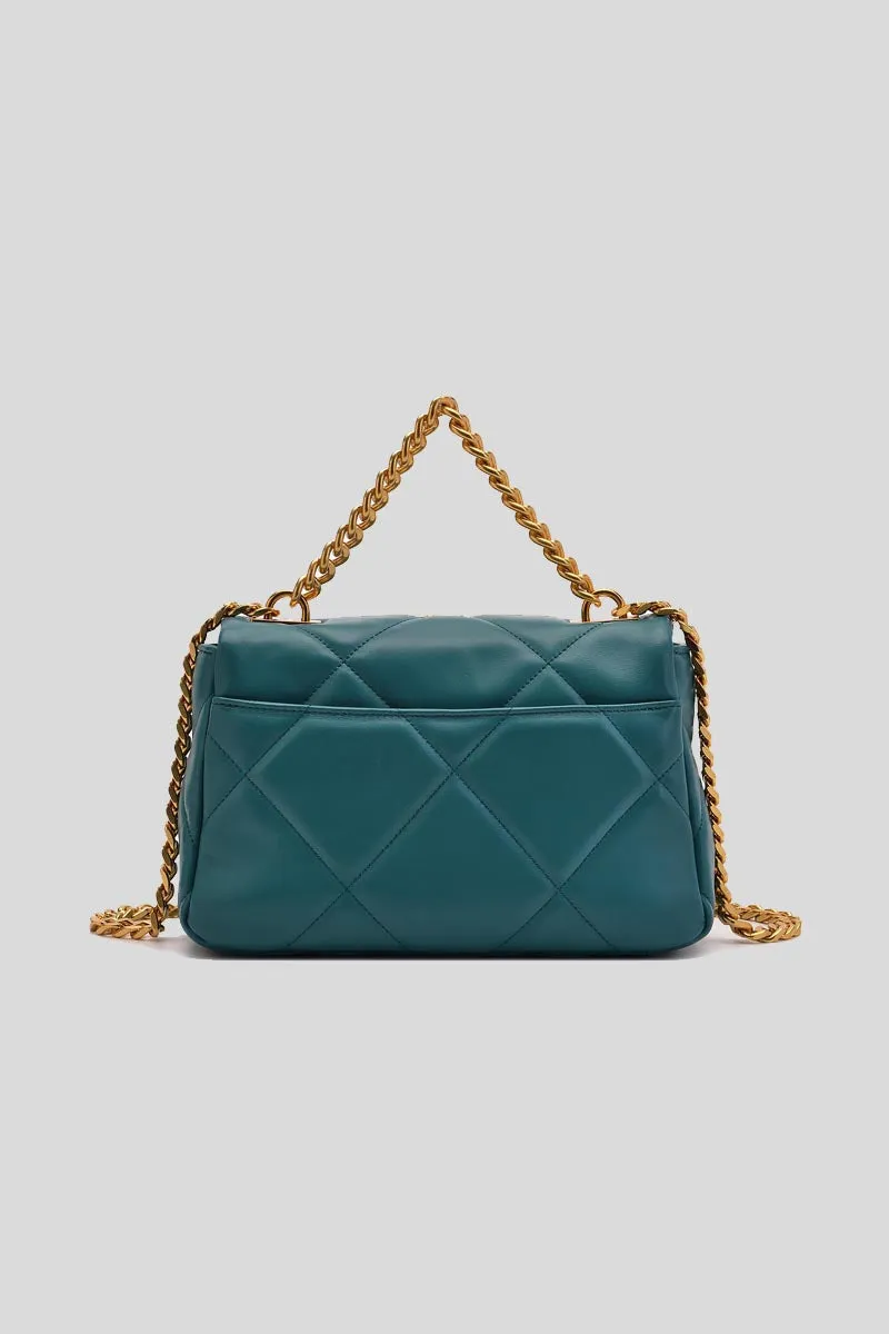Stich & Spun Logos Med. Handbag Leather - Petrol