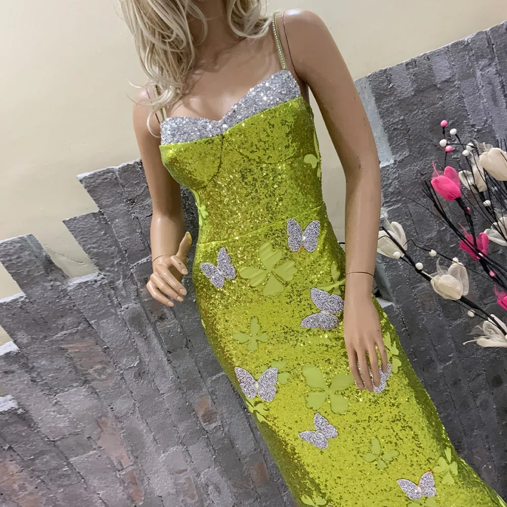 Strappy Sleeveless Clover Maxi Bodycon Dress HT11280