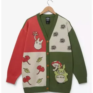 Studio Ghibli My Neighbor Totoro Panel Cardigan V-Neck Button Colorblock