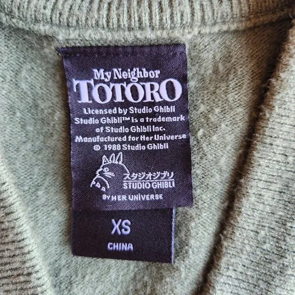 Studio Ghibli My Neighbor Totoro Panel Cardigan V-Neck Button Colorblock