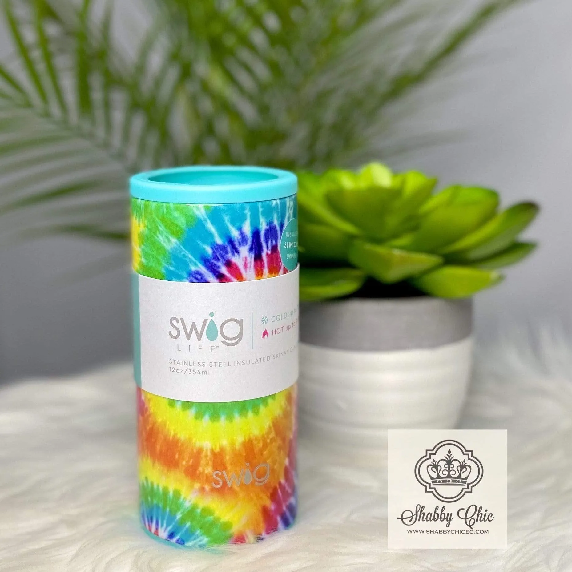 Swig Swirled Peace 12oz Skinny Can Cooler