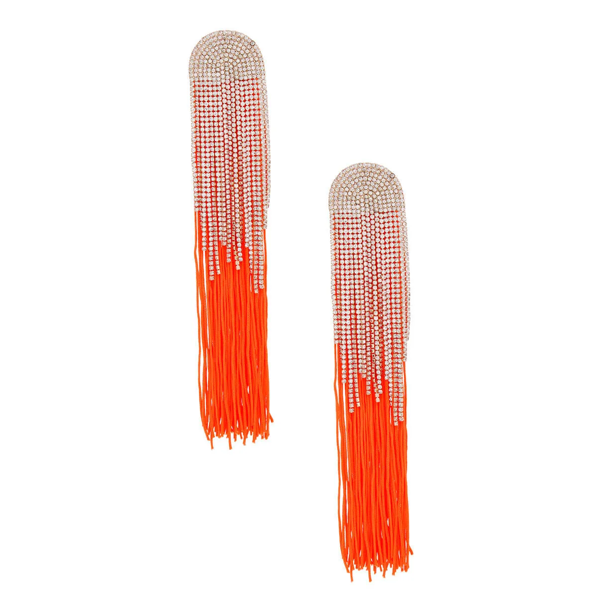 Tassel Orange Long Fringe Glam Earrings