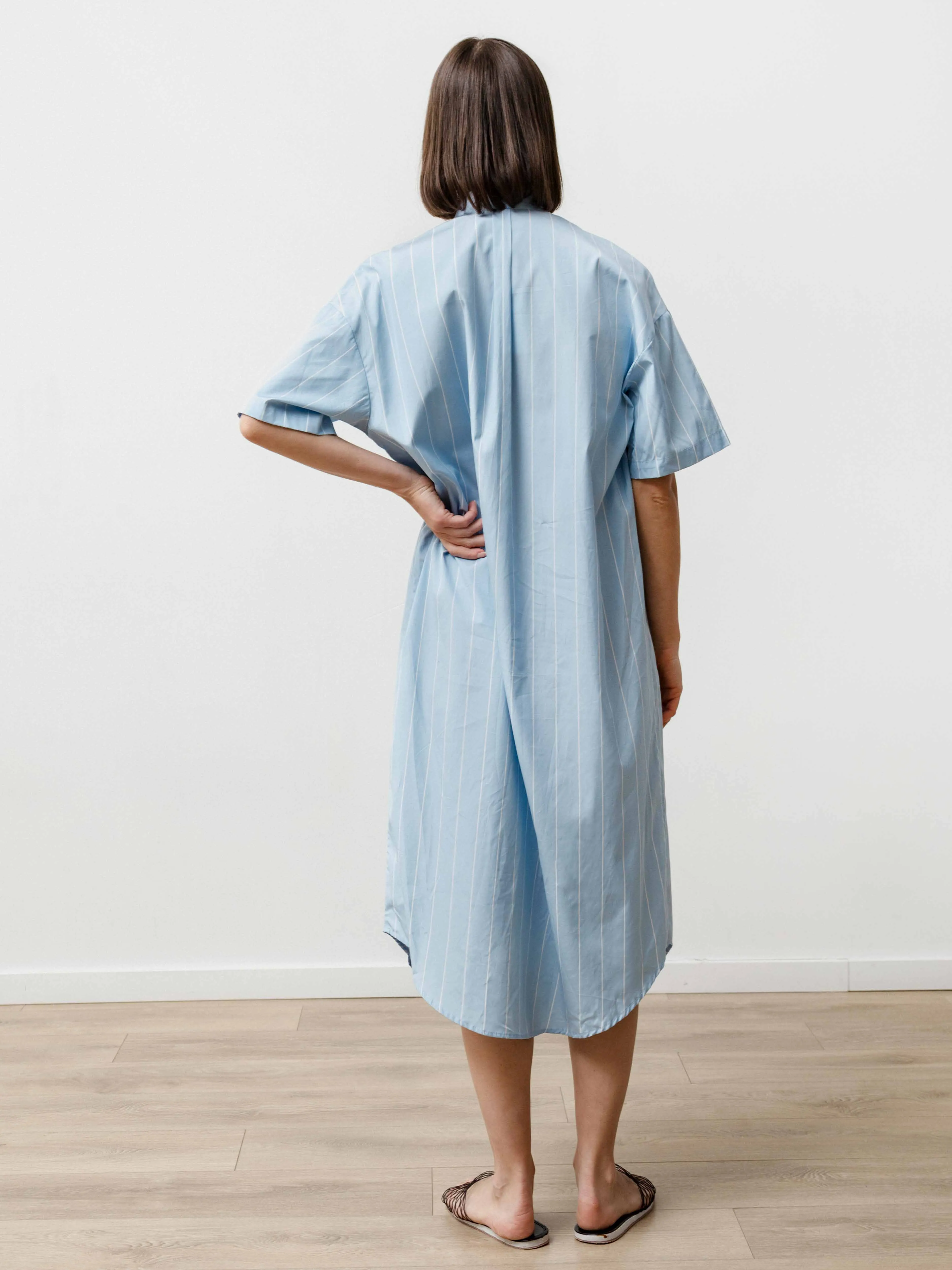 tenn dress - striped poplin baby blue/white