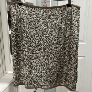TERI JON Sportswear Silver Sequined Mesh Skirt, Size 12