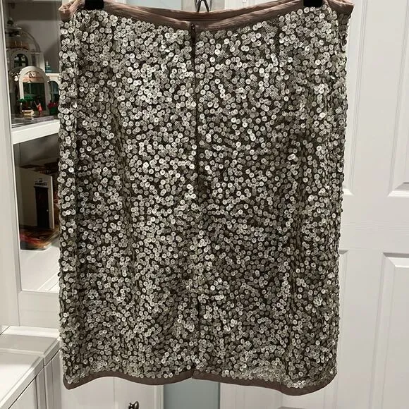 TERI JON Sportswear Silver Sequined Mesh Skirt, Size 12