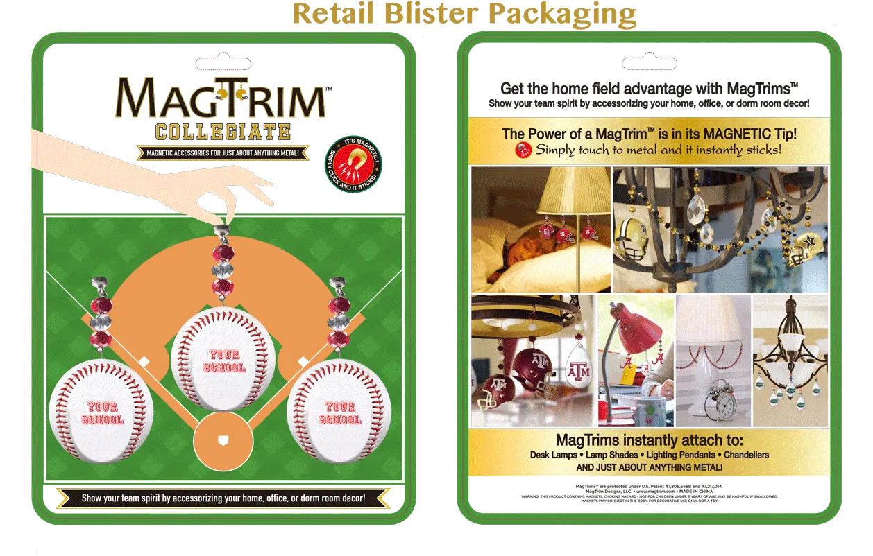 Texas A & M University - Team BASEBALL (set of 3)   MAGNETIC ORNAMENT
