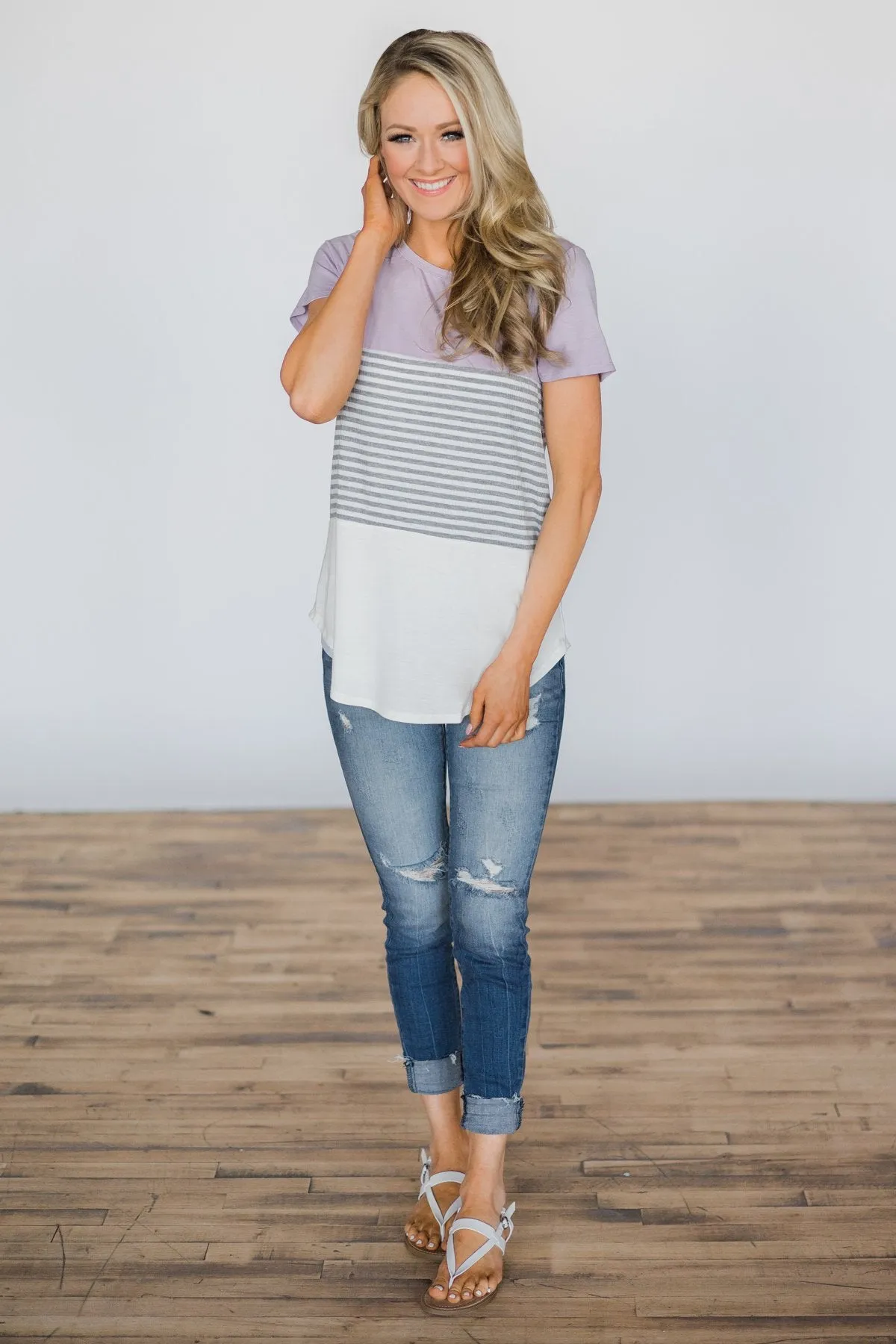 Timeless Beauty Colorblock Top- Lavender