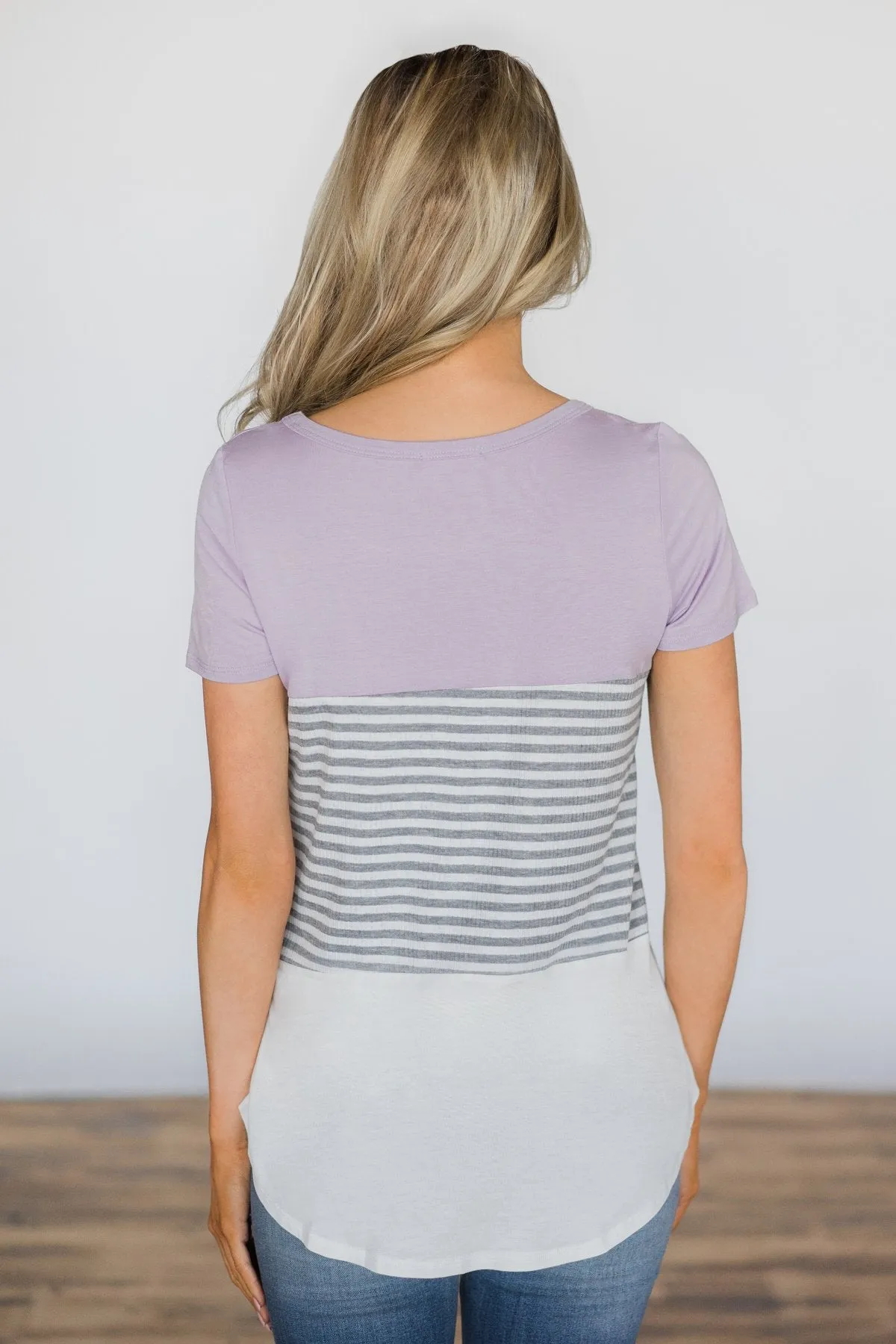 Timeless Beauty Colorblock Top- Lavender