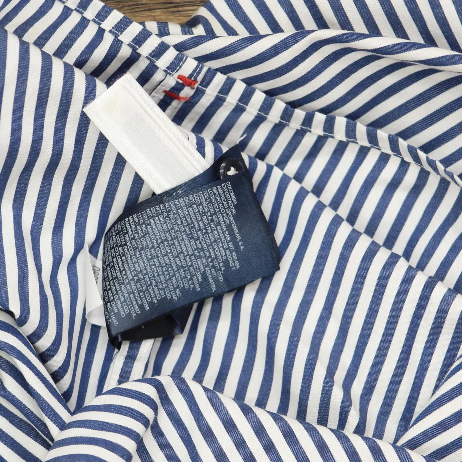 Tommy Hilfiger Mens New York Fit Cotton Dress Shirt Blue / White Stripe XXL
