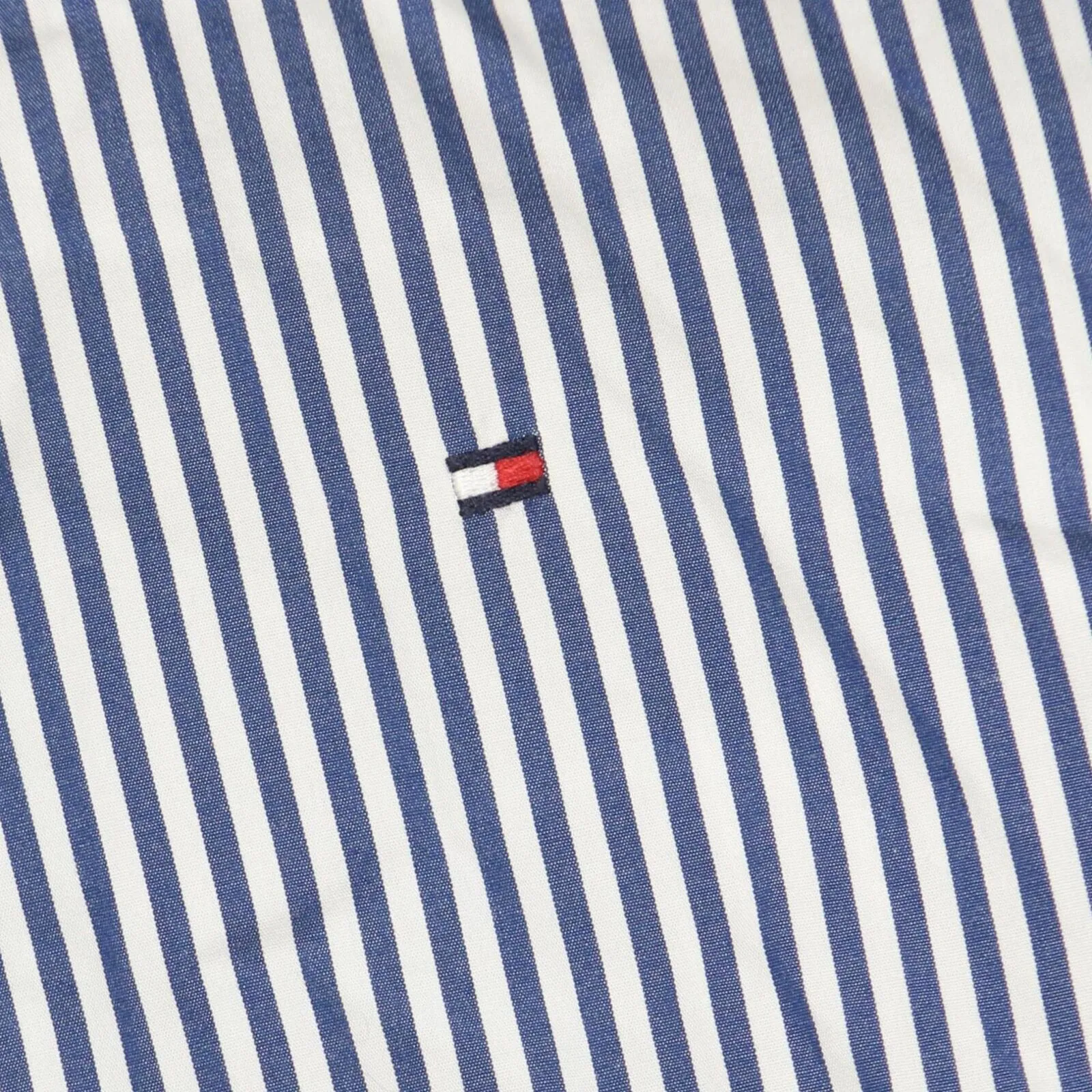 Tommy Hilfiger Mens New York Fit Cotton Dress Shirt Blue / White Stripe XXL