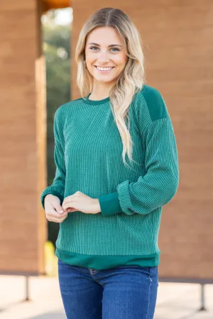 Tonal Colorblock Ribbed Knit Top