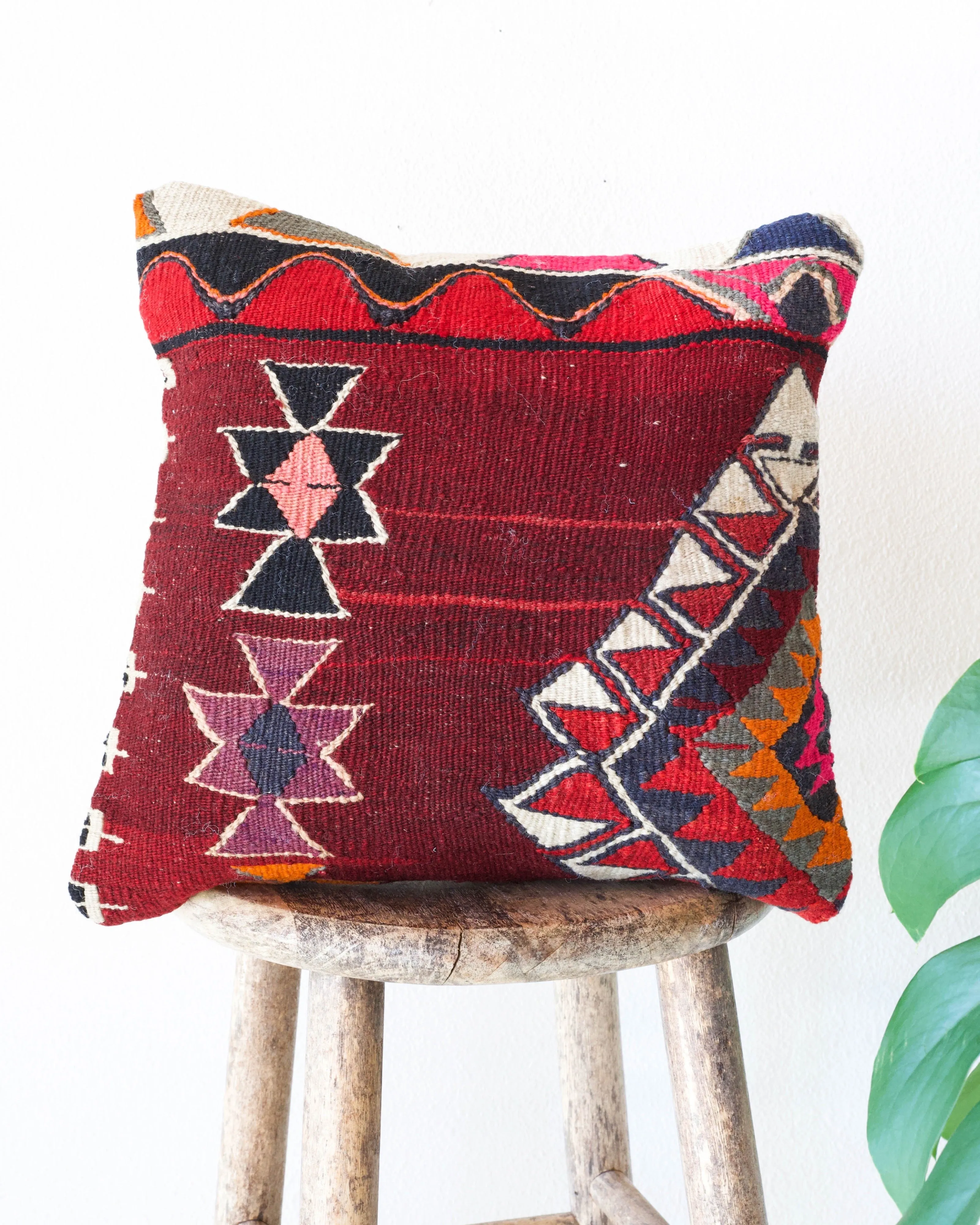 Turkish Kilim Pillow 16"x16"
