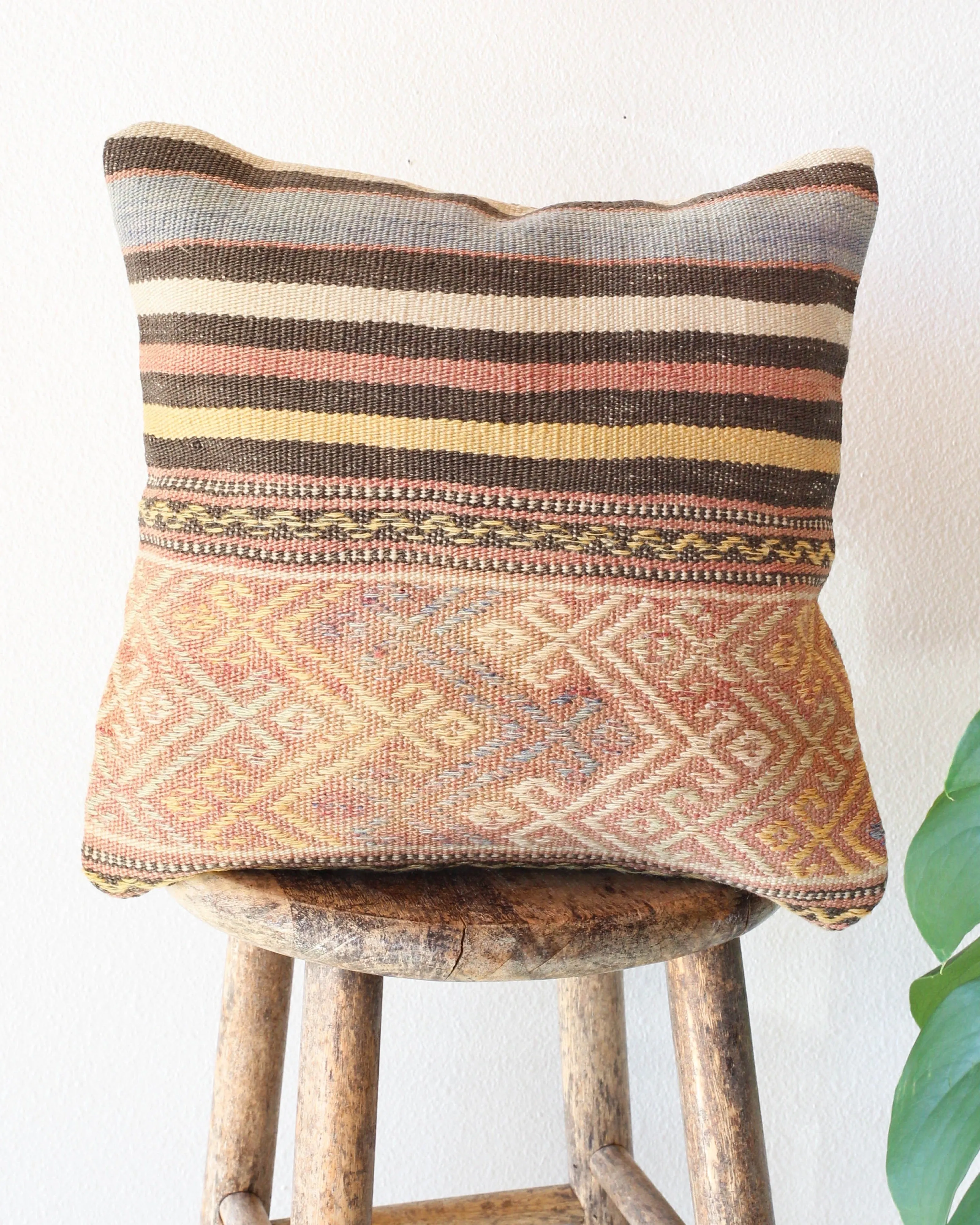 Turkish Kilim Pillow 16"x16"