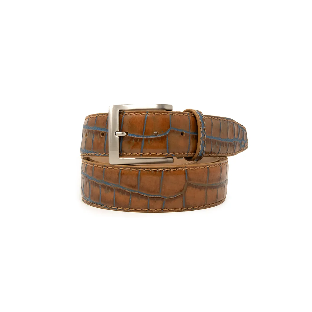 Two-Toned Mock Croc Belt - Tan Marine - 40mm - Up to 55"