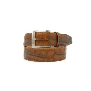 Two-Toned Mock Croc Belt - Tan Marine - 40mm - Up to 55"