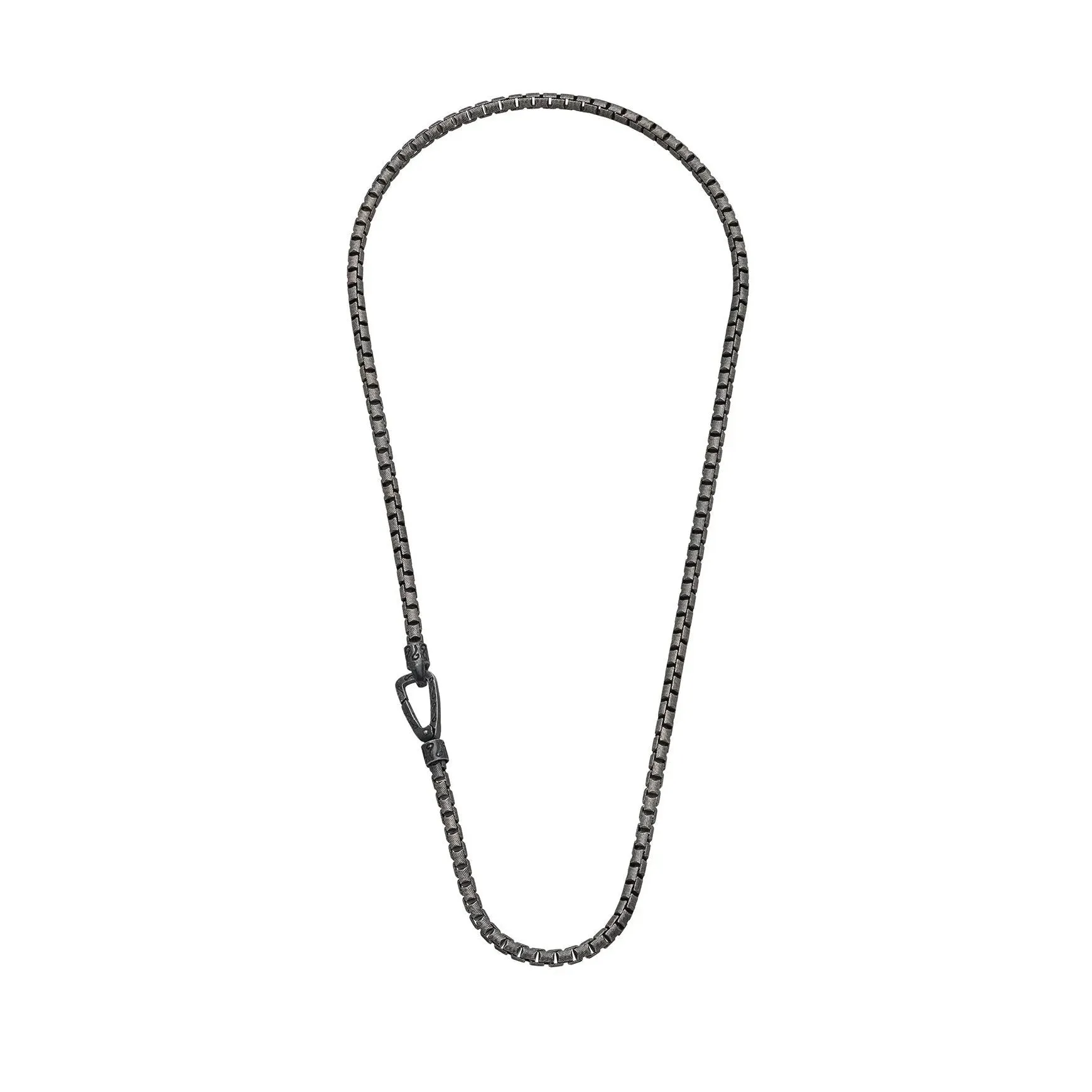 Ulysses Carved Tubular Oxidized Sterling Silver Necklace