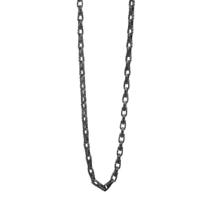 Ulysses Etched Elongated Oxidized Sterling Silver Box Chain