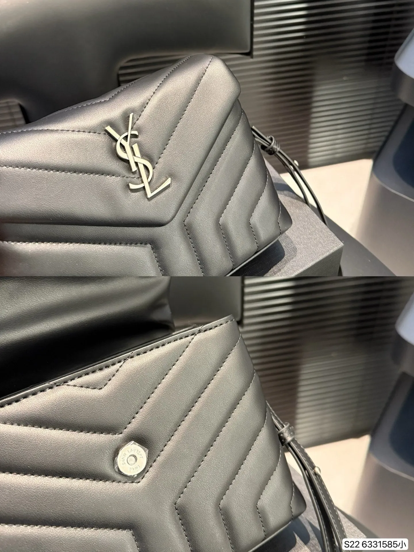 V-patterned handbag in 3 colors
