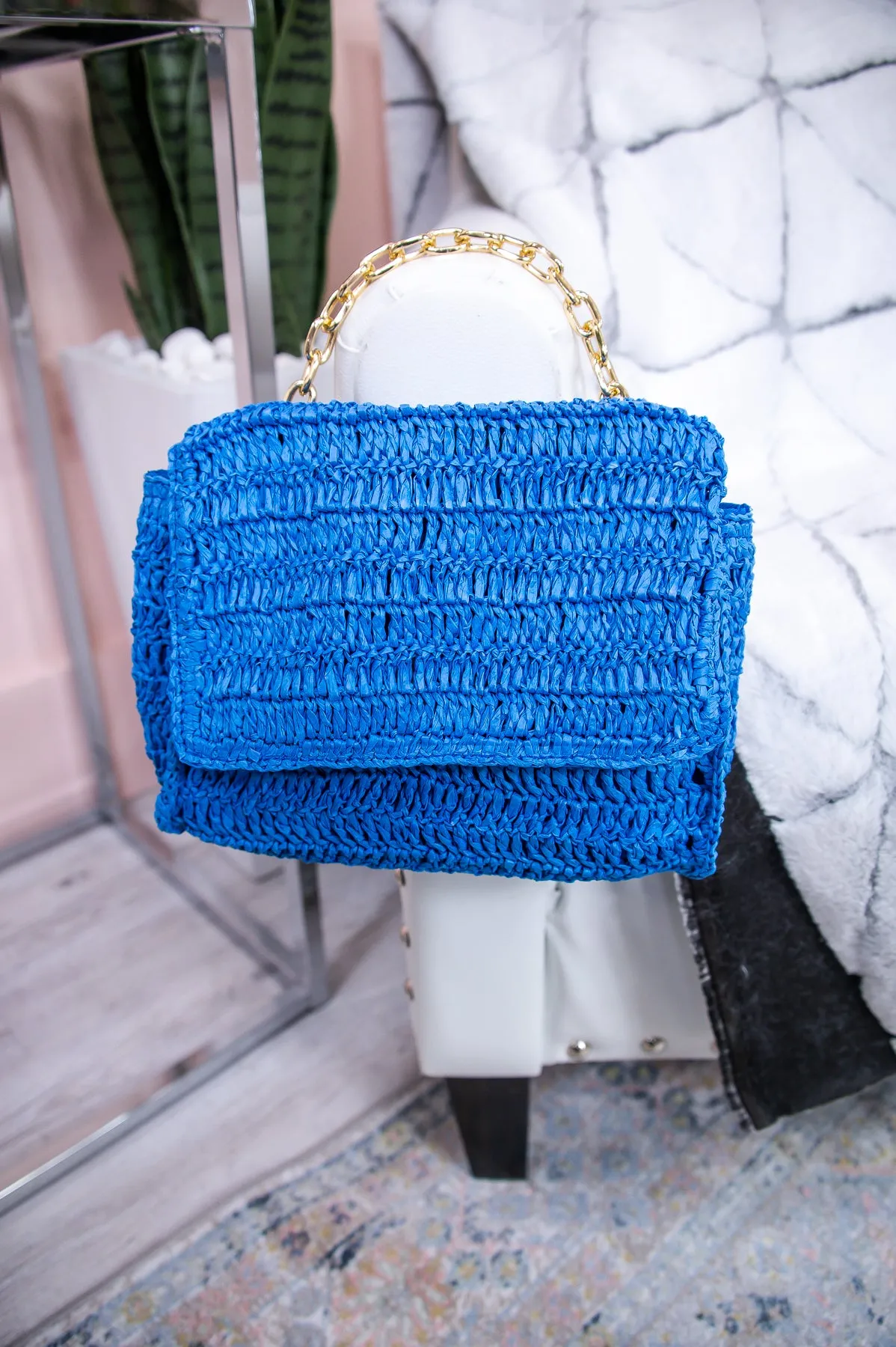 Vacation Essential Cobalt Blue Woven Bag - BAG1815CBL