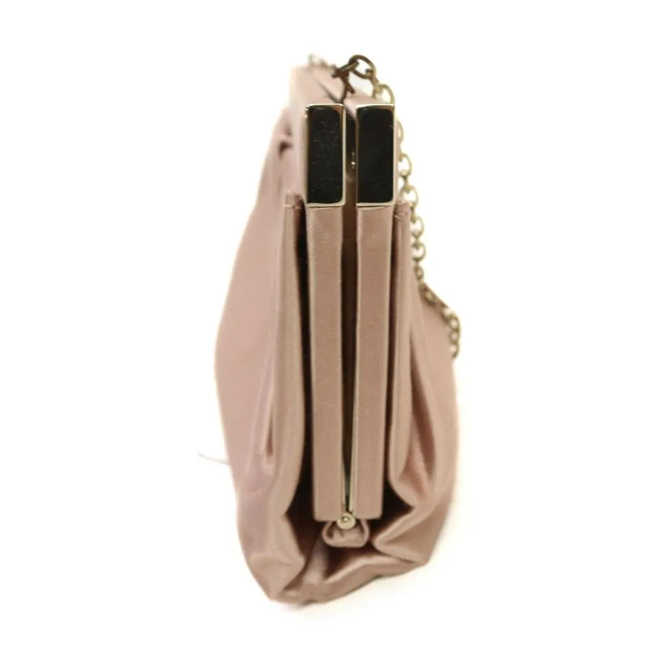 Valentino Pink Satin Clutch on Chain Crystal Evening Bag 863348